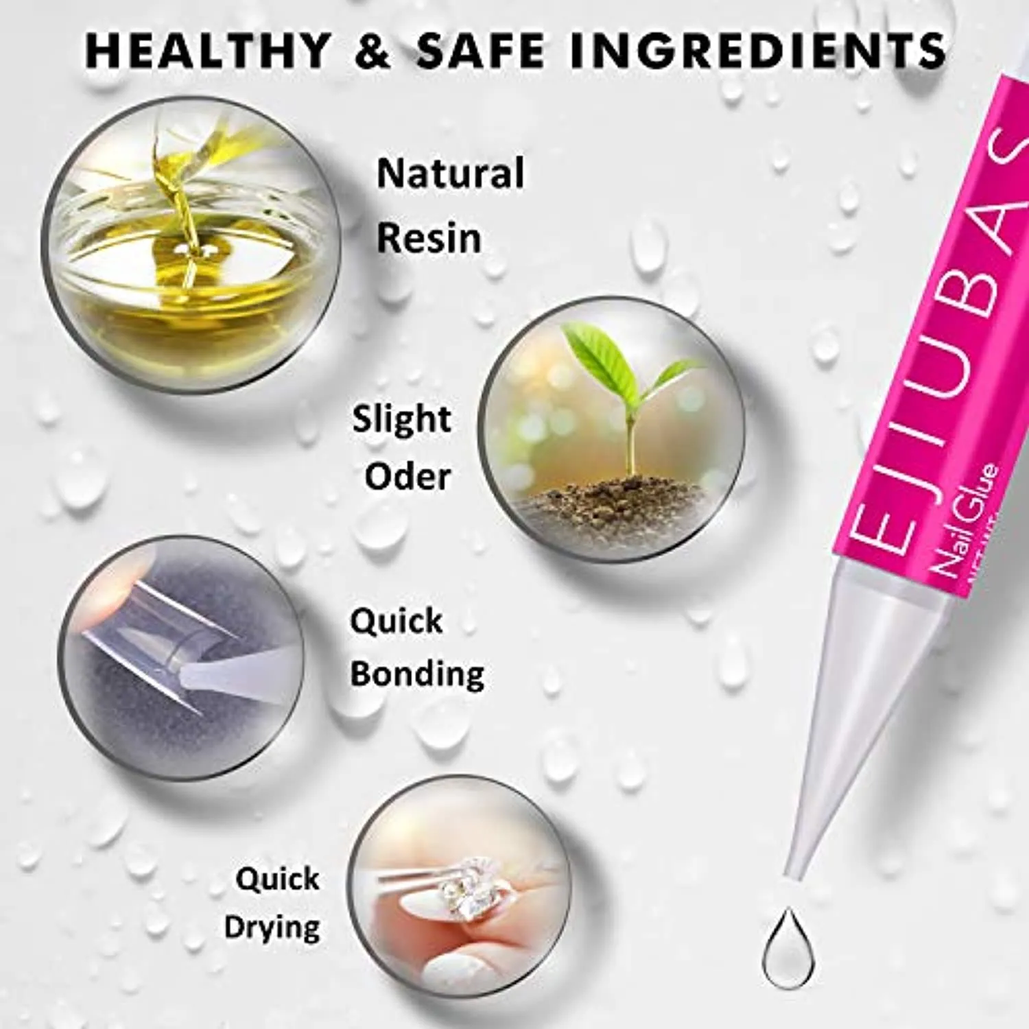 Nail Tips Fake Nails Kit - Ejiubas Nail Tips And Glue 500PCS Clear Nail Tips Cofffin Nail Tips Acrylic Nail Tips 4PCS Nail Glues 1PC Nail File With Case for Nail Salons and DIY Nail Art, 10 Sizes