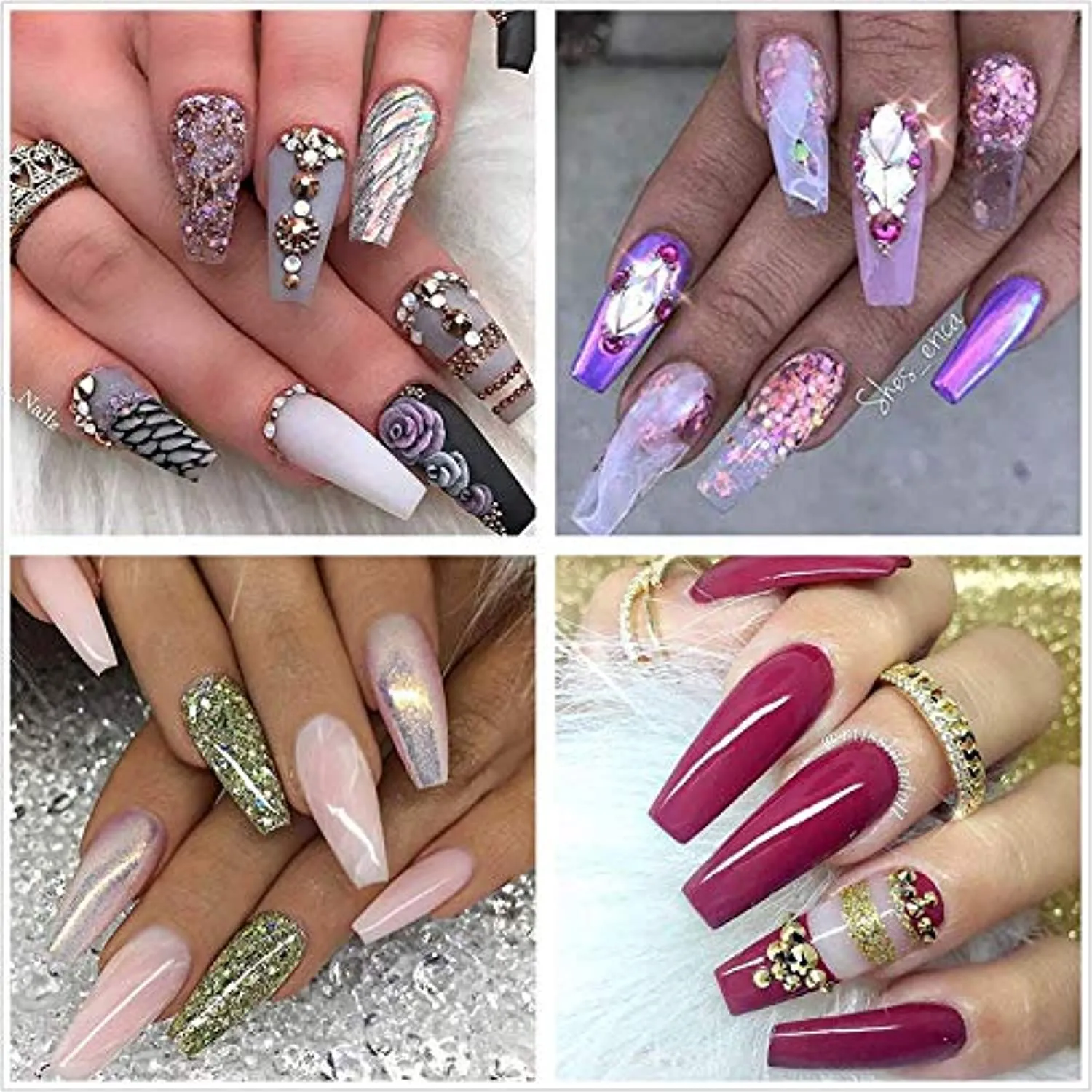 Nail Tips Fake Nails Kit - Ejiubas Nail Tips And Glue 500PCS Clear Nail Tips Cofffin Nail Tips Acrylic Nail Tips 4PCS Nail Glues 1PC Nail File With Case for Nail Salons and DIY Nail Art, 10 Sizes
