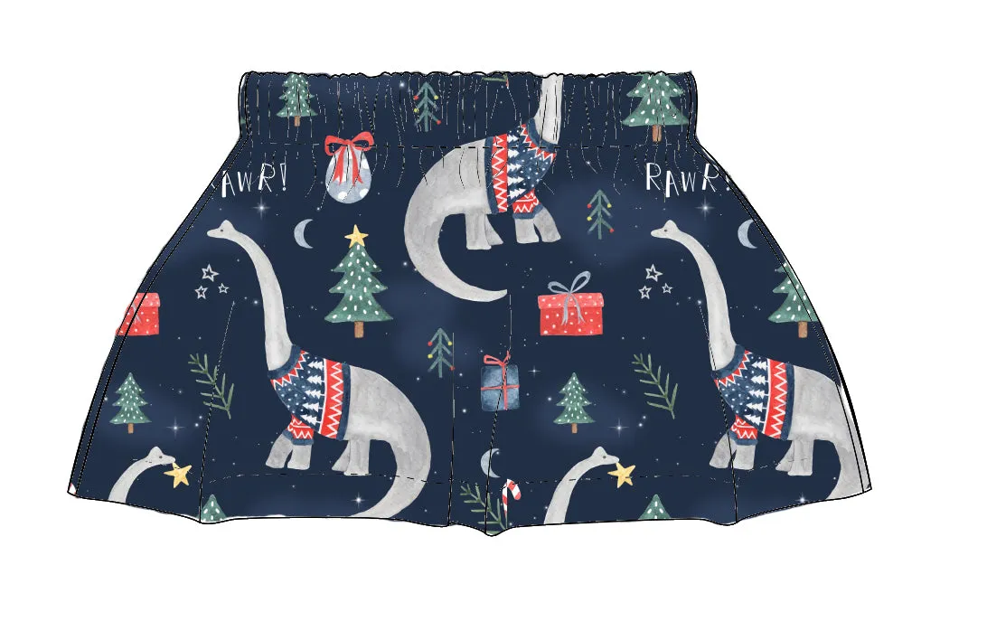 Navy Dinosaurs Circle Skirt