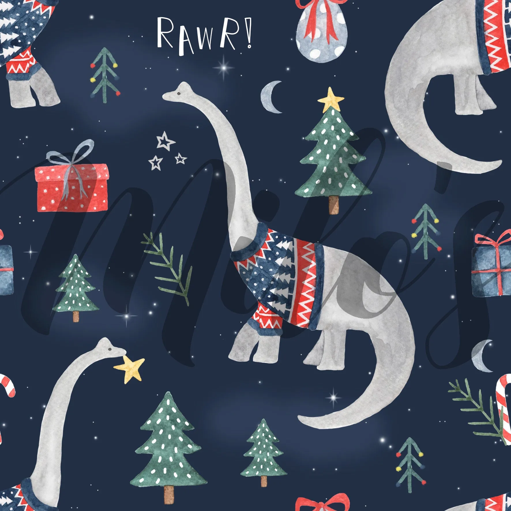Navy Dinosaurs Circle Skirt