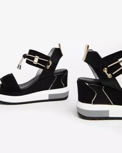 NeroGiardini - E307753D Black Sporty Wedge