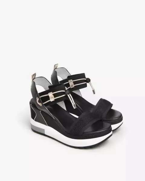 NeroGiardini - E307753D Black Sporty Wedge