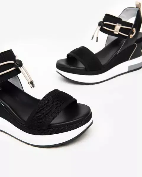 NeroGiardini - E307753D Black Sporty Wedge