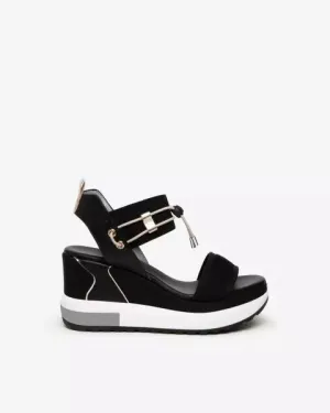 NeroGiardini - E307753D Black Sporty Wedge