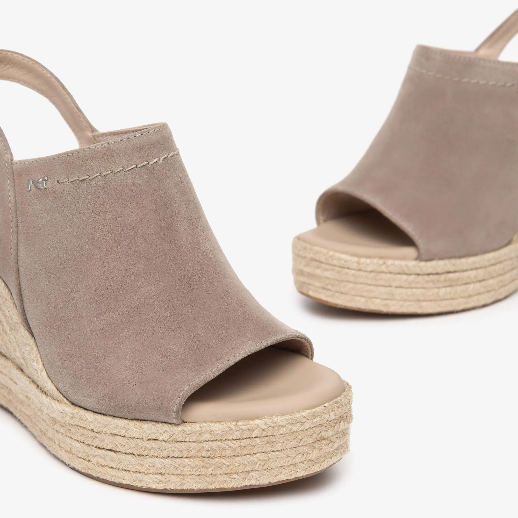 NeroGiardini Taupe Suede Wedge Sandals