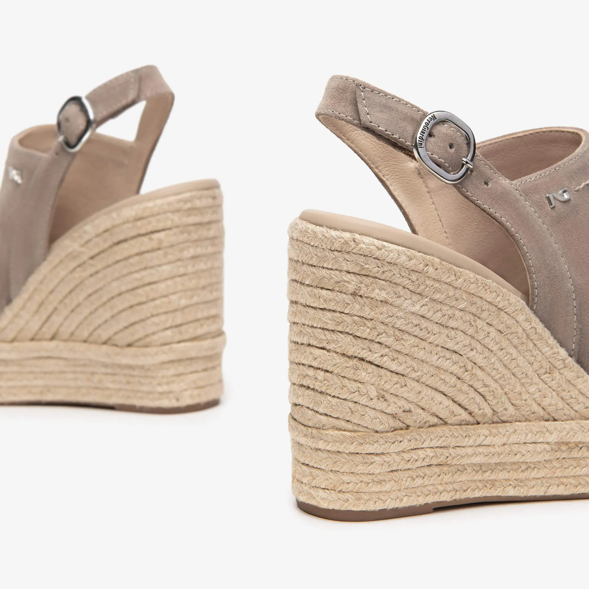 NeroGiardini Taupe Suede Wedge Sandals