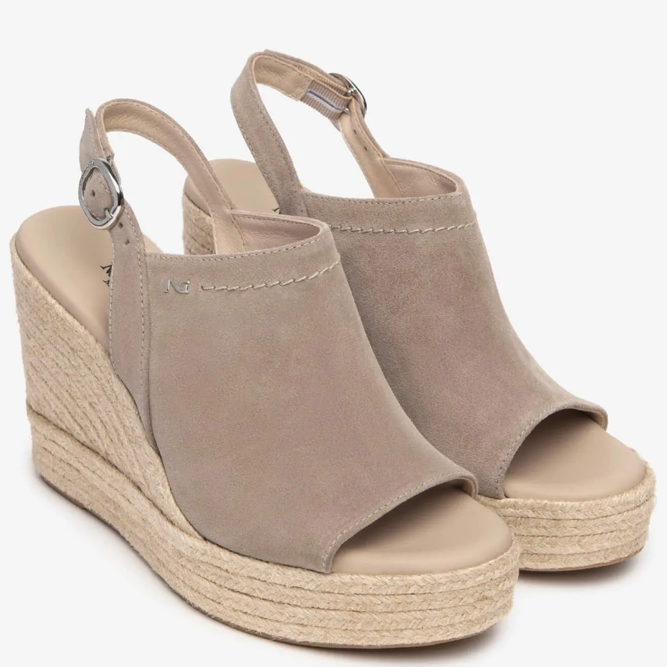 NeroGiardini Taupe Suede Wedge Sandals