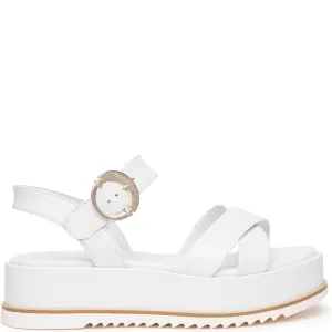 NeroGiardini White Leather Crossover Sandals