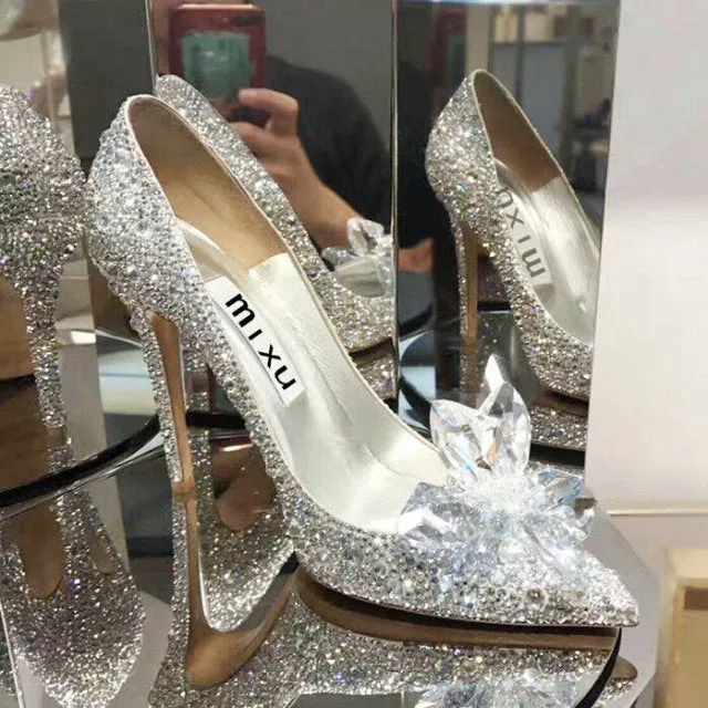 New Rhinestone High Heels Cinderella Shoes
