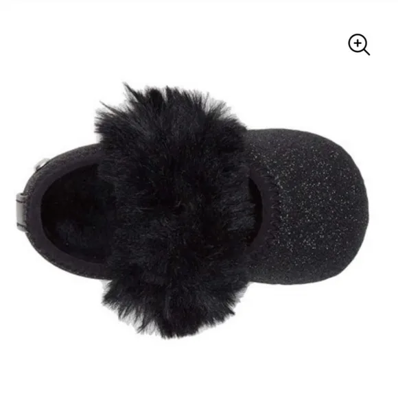 New Ugg Infant Babygirl Fluff Black Glitter Ballet Flat Size 2/3 6-12 months