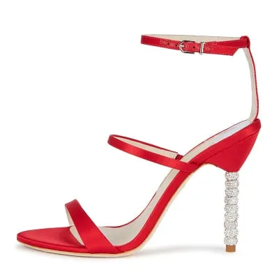 New Women  High Heels Luxury Gold Silver Sandals Rhinestone Shoes Woman Summer Sandals Elegant Party Wedding Shoes