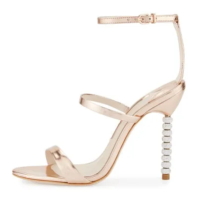 New Women  High Heels Luxury Gold Silver Sandals Rhinestone Shoes Woman Summer Sandals Elegant Party Wedding Shoes