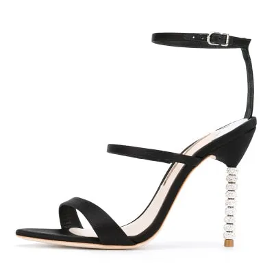 New Women  High Heels Luxury Gold Silver Sandals Rhinestone Shoes Woman Summer Sandals Elegant Party Wedding Shoes