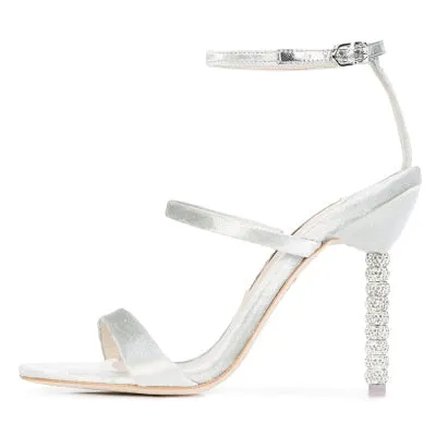 New Women  High Heels Luxury Gold Silver Sandals Rhinestone Shoes Woman Summer Sandals Elegant Party Wedding Shoes