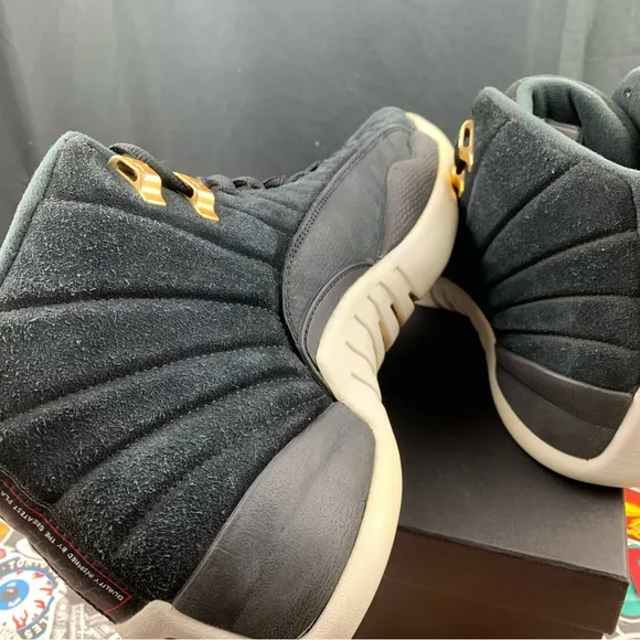 Nike Air Jordan 12 Retro Black Suede Size 12 Mens