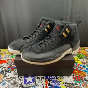 Nike Air Jordan 12 Retro Black Suede Size 12 Mens