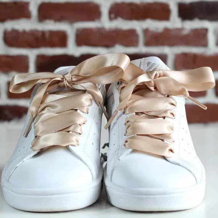 Nude satin shoelaces
