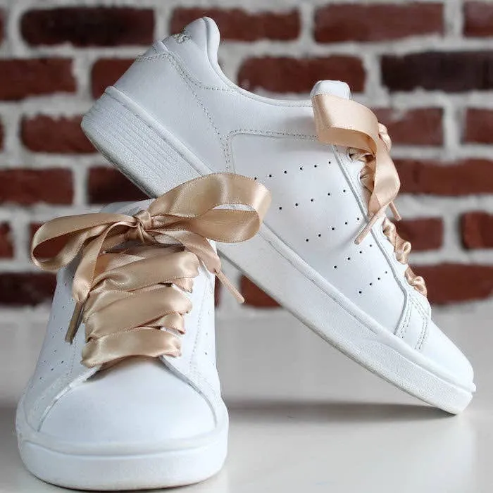 Nude satin shoelaces