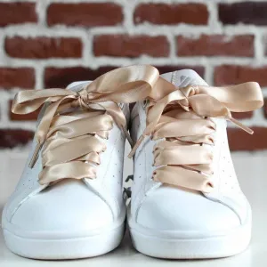 Nude satin shoelaces