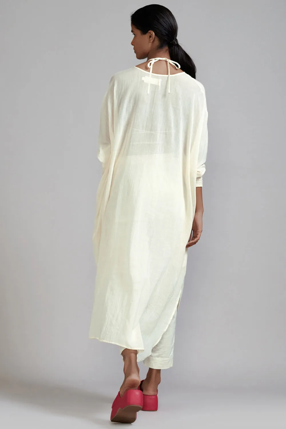 Off-White Cotton Cowl Tunic Set