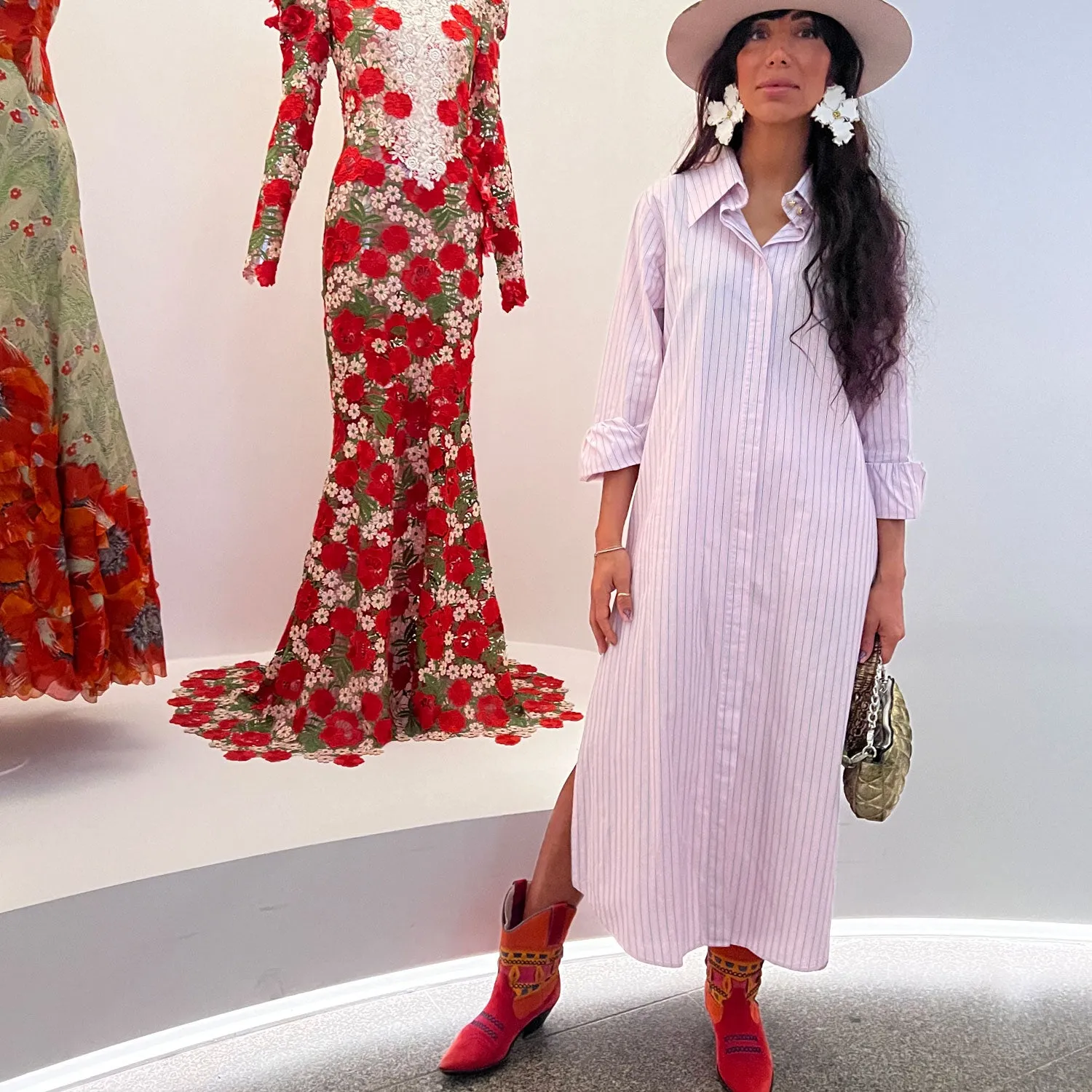 Open-Back Shirt Dress in Pink