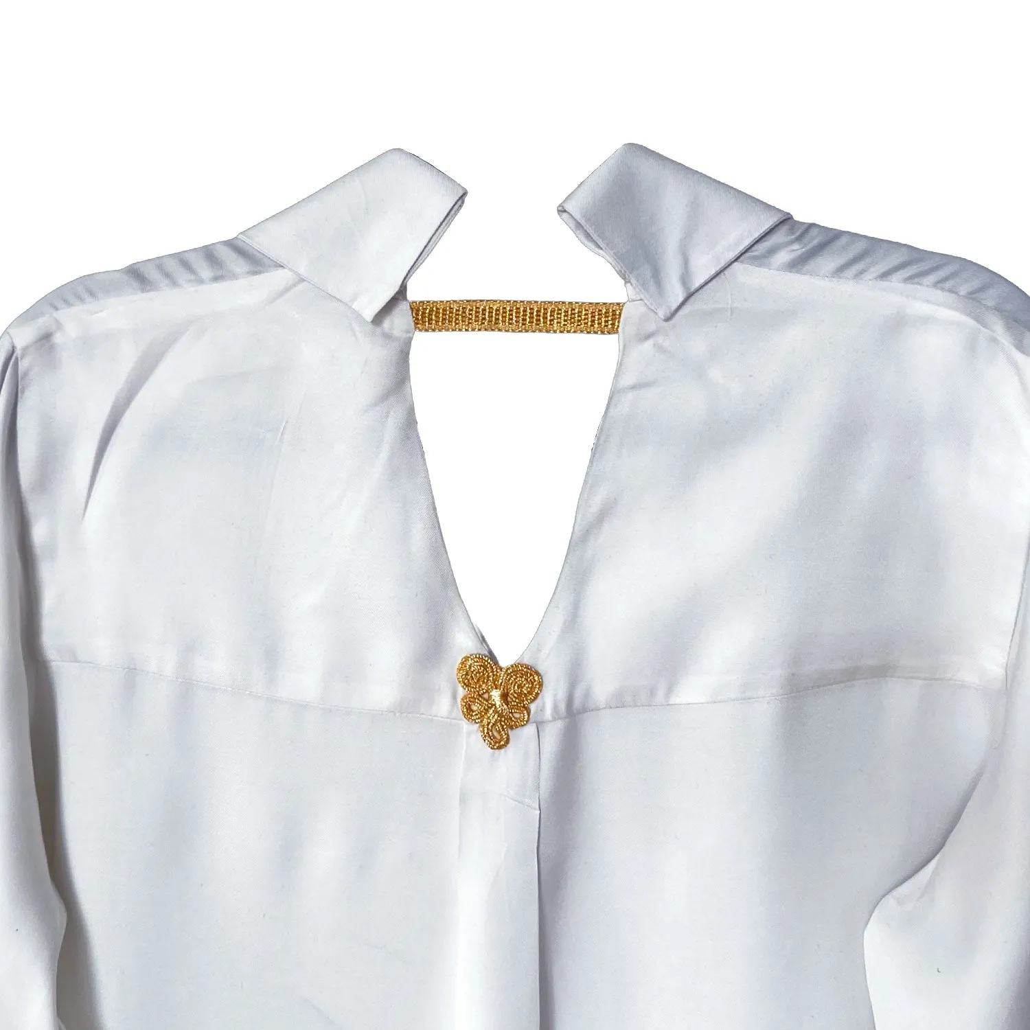 Open-Back Shirt Dress in White