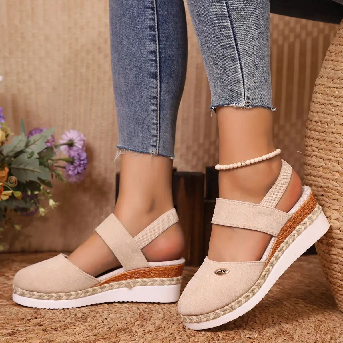 'Ophelia' Round Toe Platform Wedges