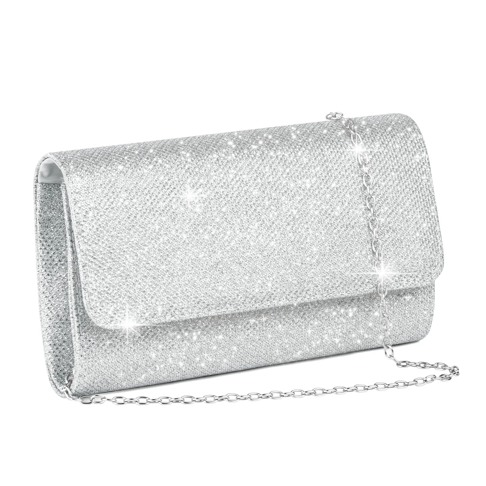 OSDUE Rhinestones Evening Bag, Sparkling Envelope Bag with Detachable Chain