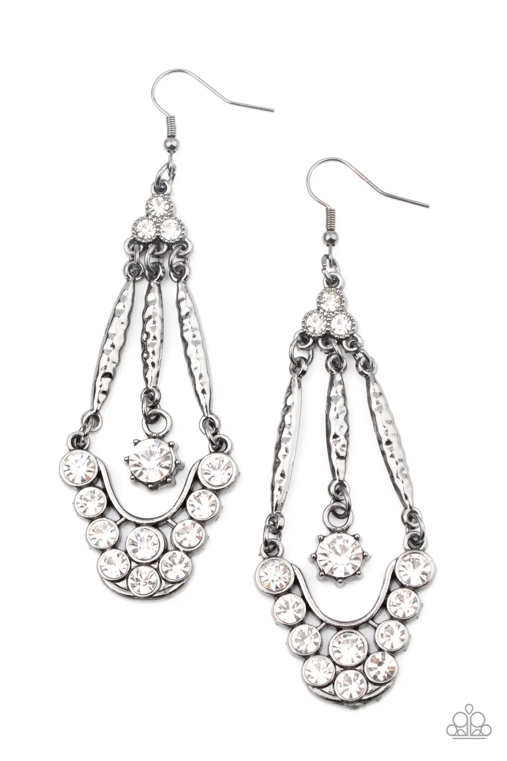 Paparazzi High-Ranking Radiance - Black Earrings