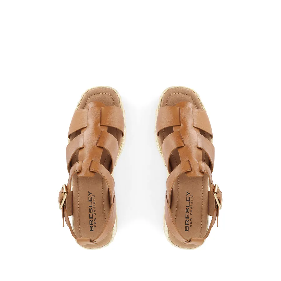 PAWKER - BRANDY LEATHER/NATURAL WEAVE