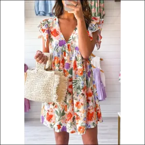 Pink Floral Ruffle Sleeve Mini Dress: Fabulous ! 🌸 Dress Like you Own Needful Things