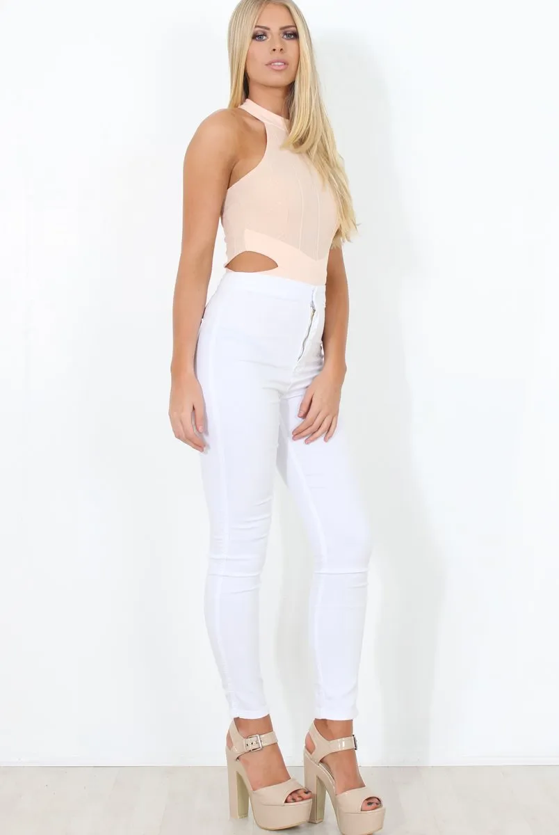 Pink High Neck Cut Out Bodysuit - Shelby