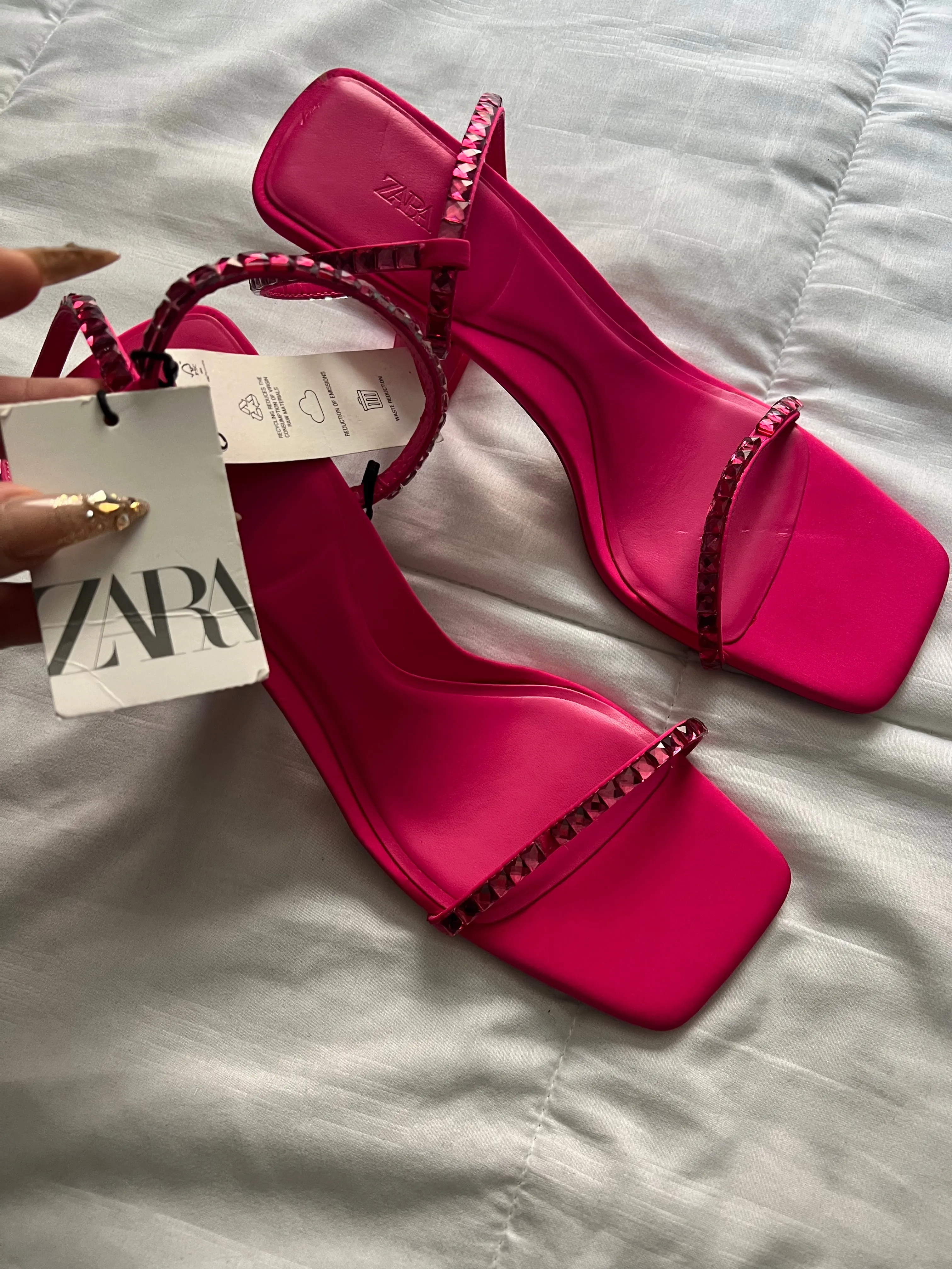 Pink Zara Rhinestone Heels