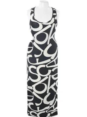 Plus Size Bold Print Maxi Black Dress
