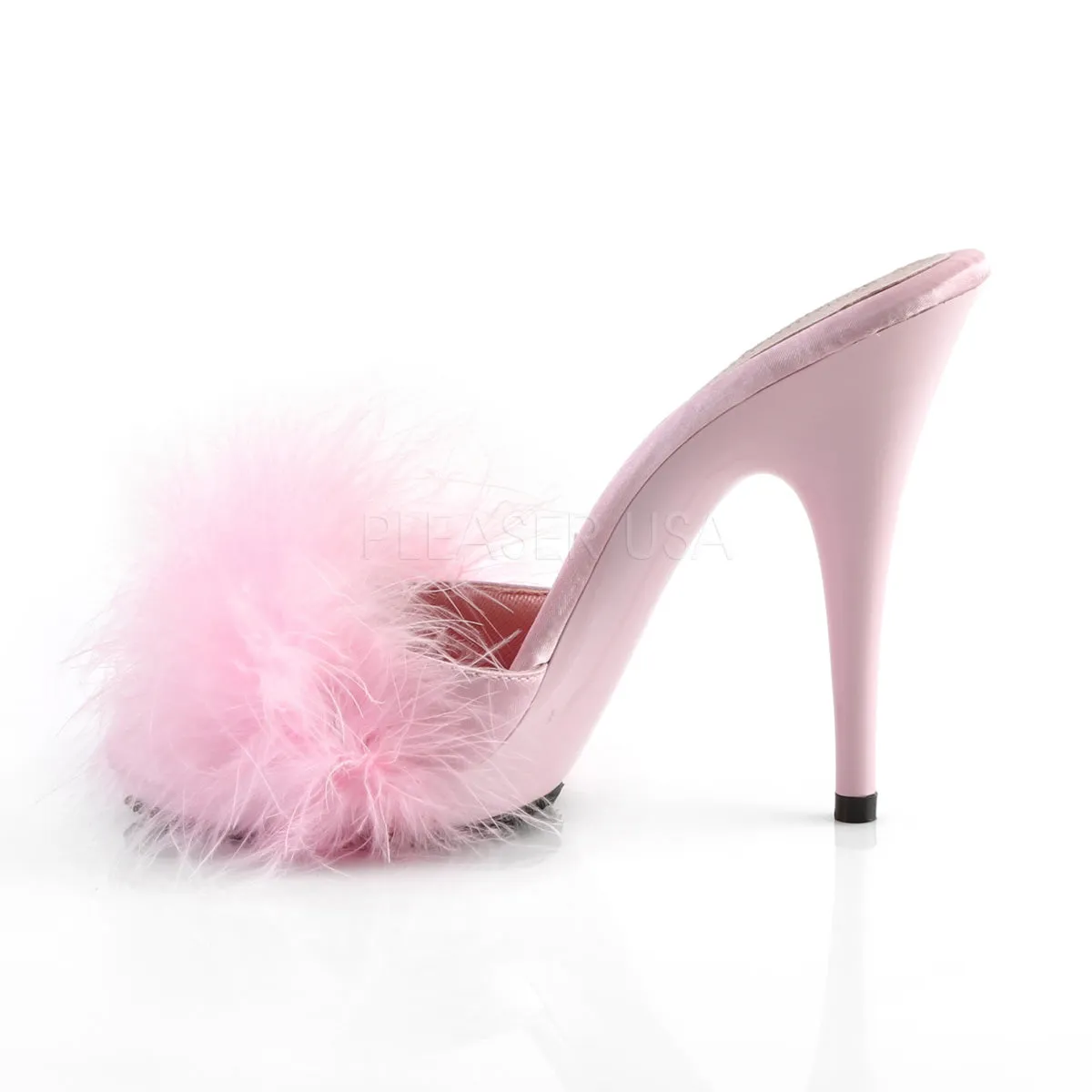 POISE-501F  Baby Pink Satin-Marabou Fur/Baby Pink