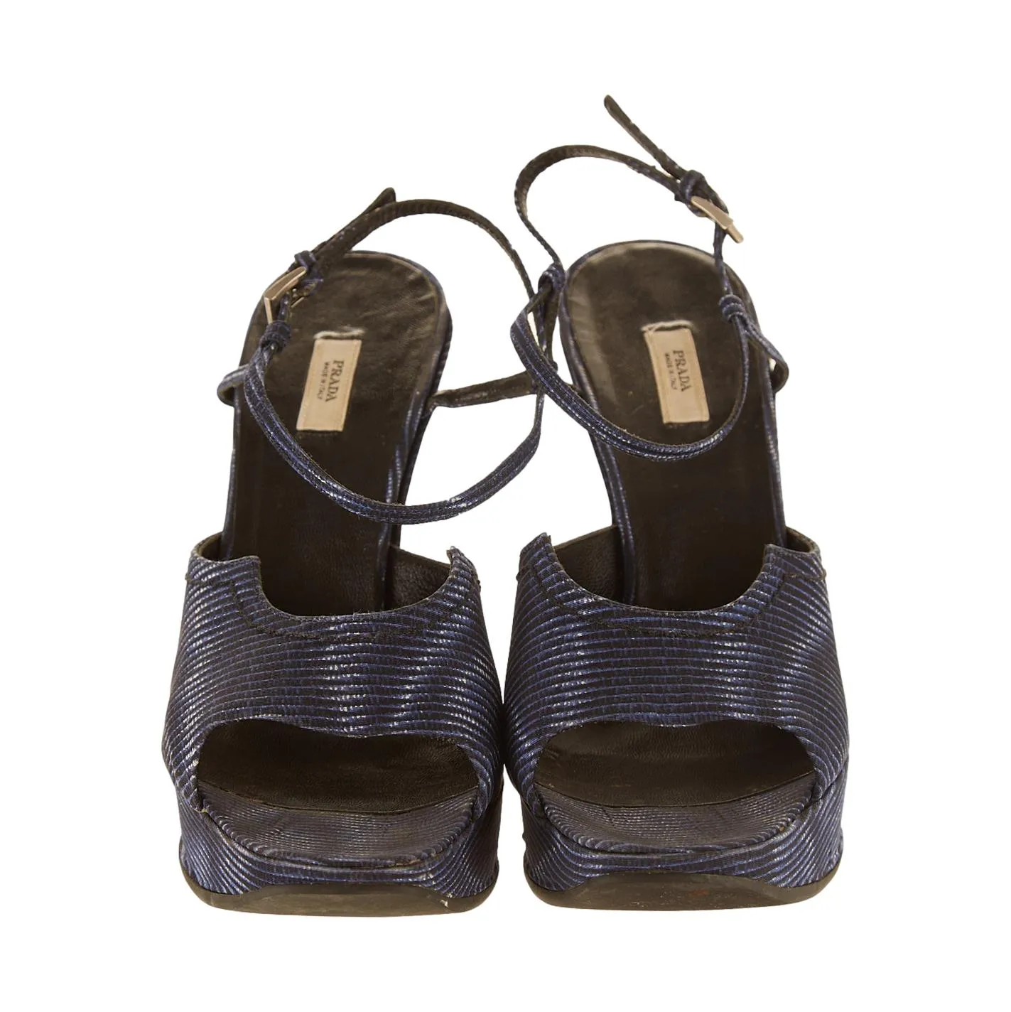 Prada Blue Illusion Print Wedges