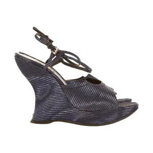Prada Blue Illusion Print Wedges