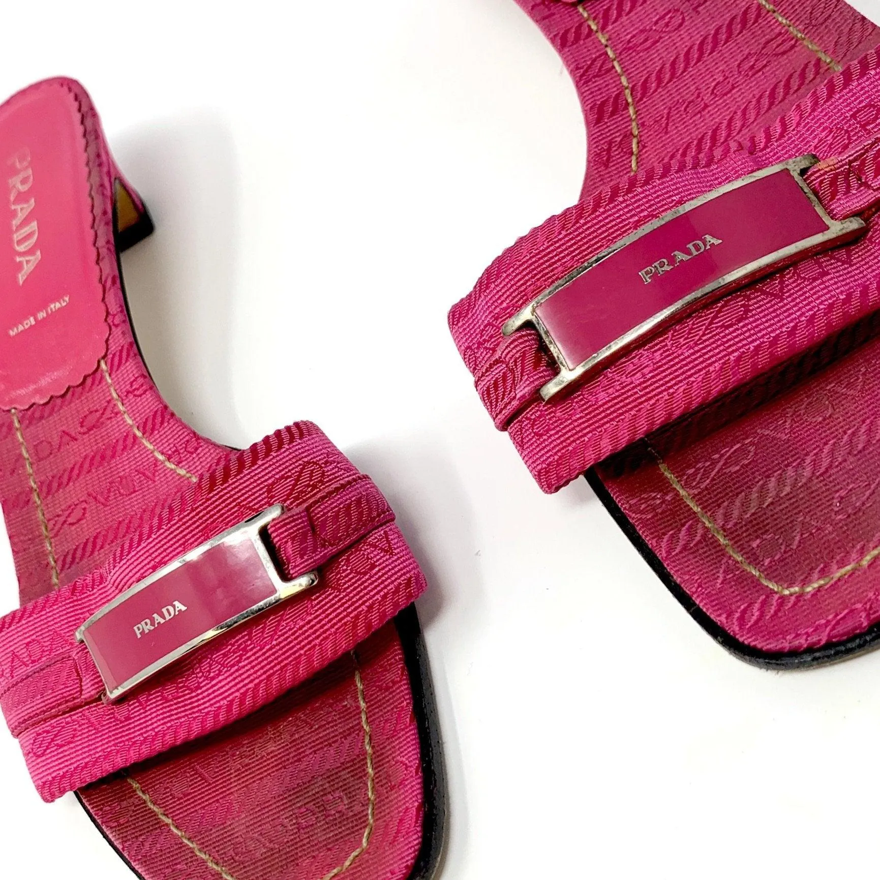 Prada Pink Logo Kitten Heels