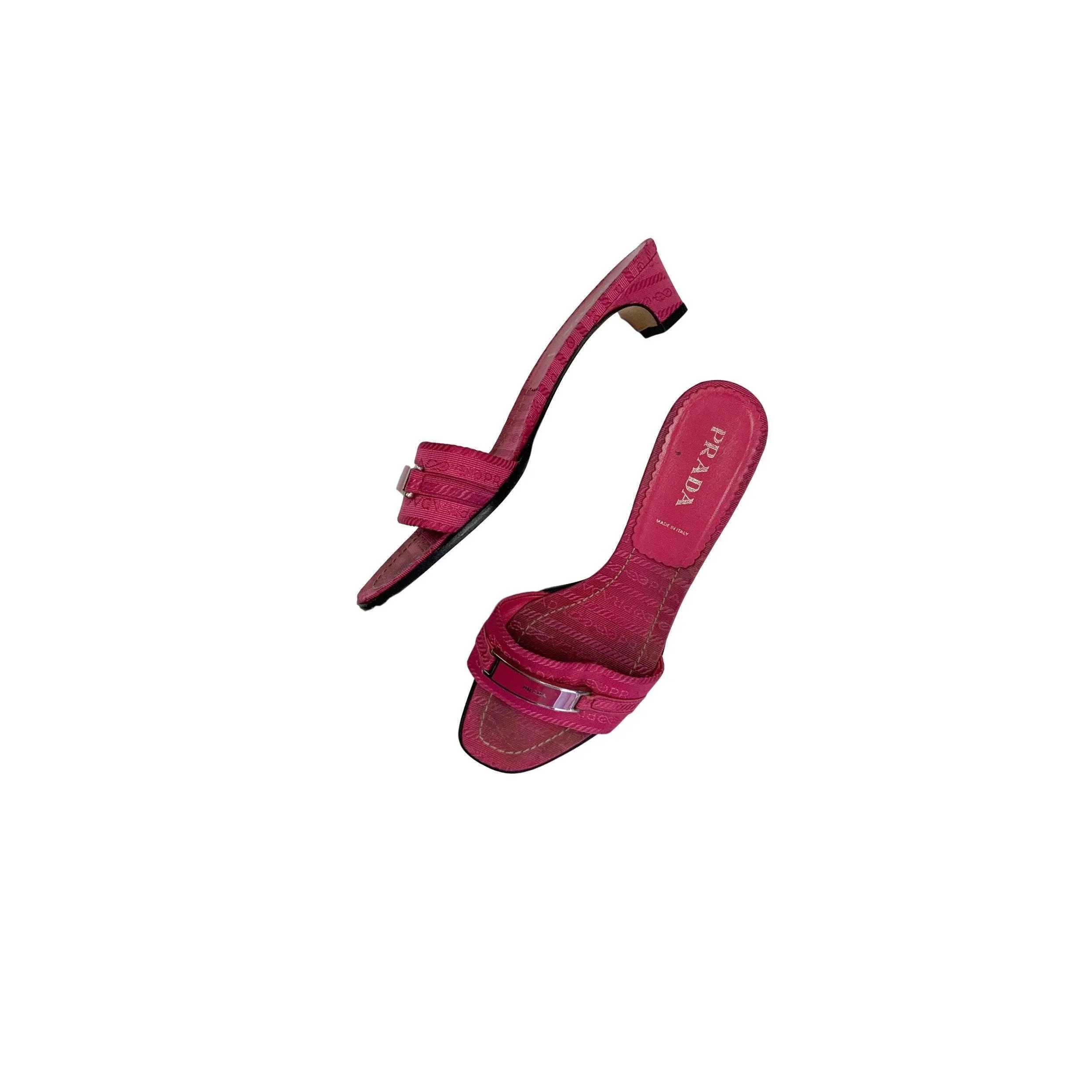 Prada Pink Logo Kitten Heels