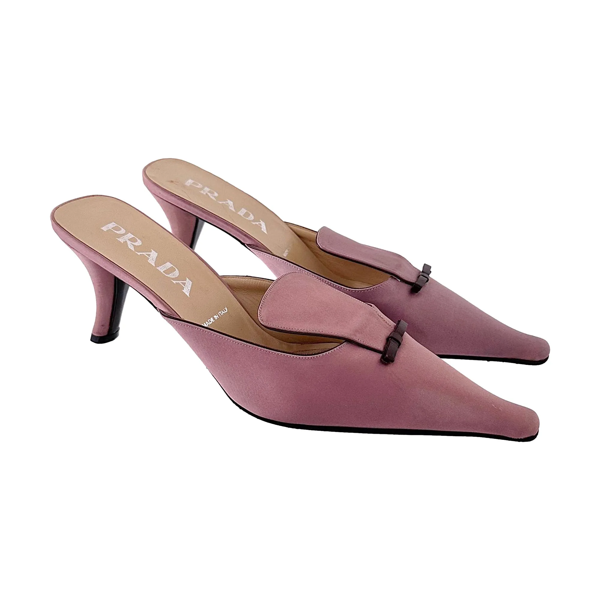 Prada Pink Satin Bow Heels