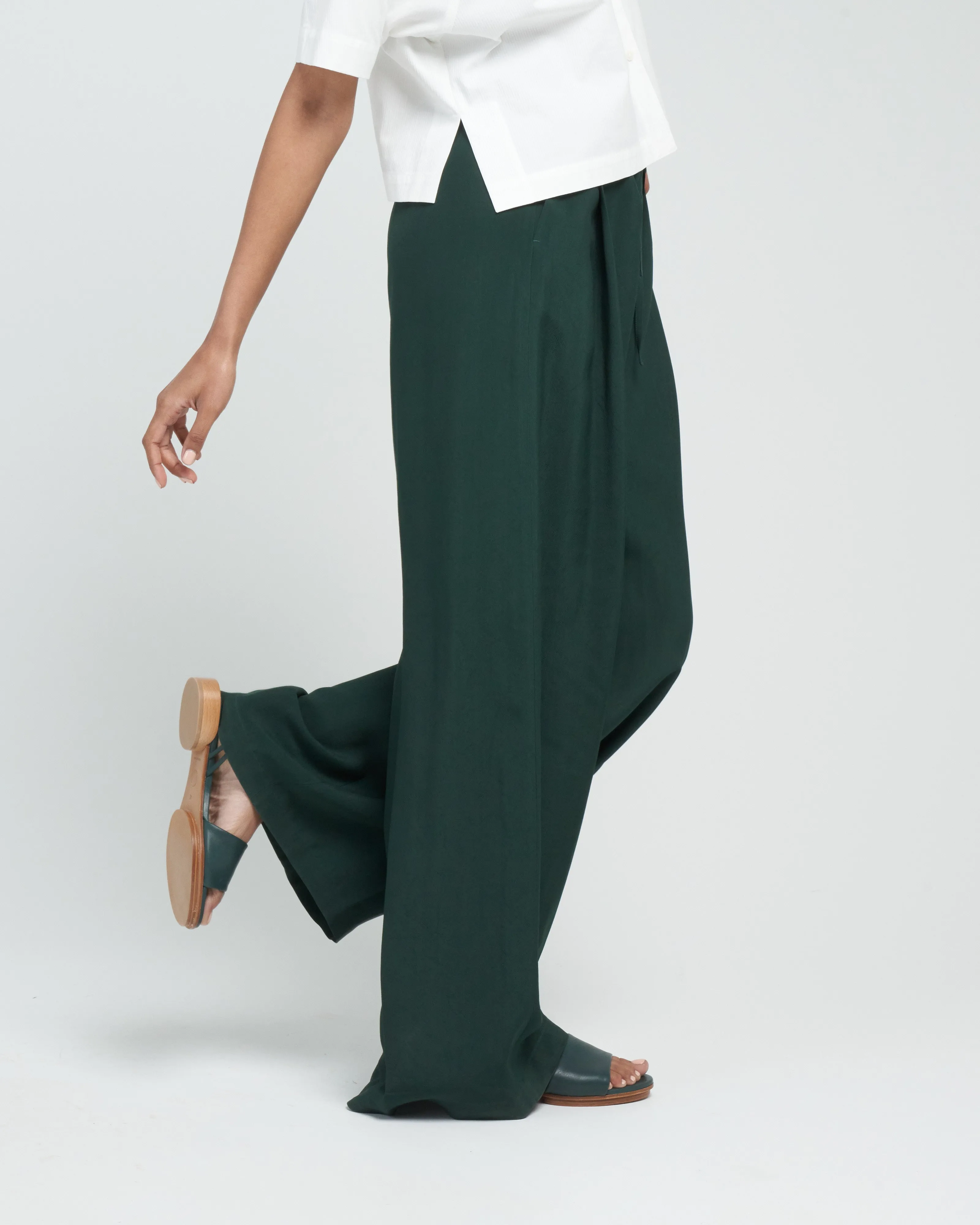 pretsi wide leg trouser - dark green