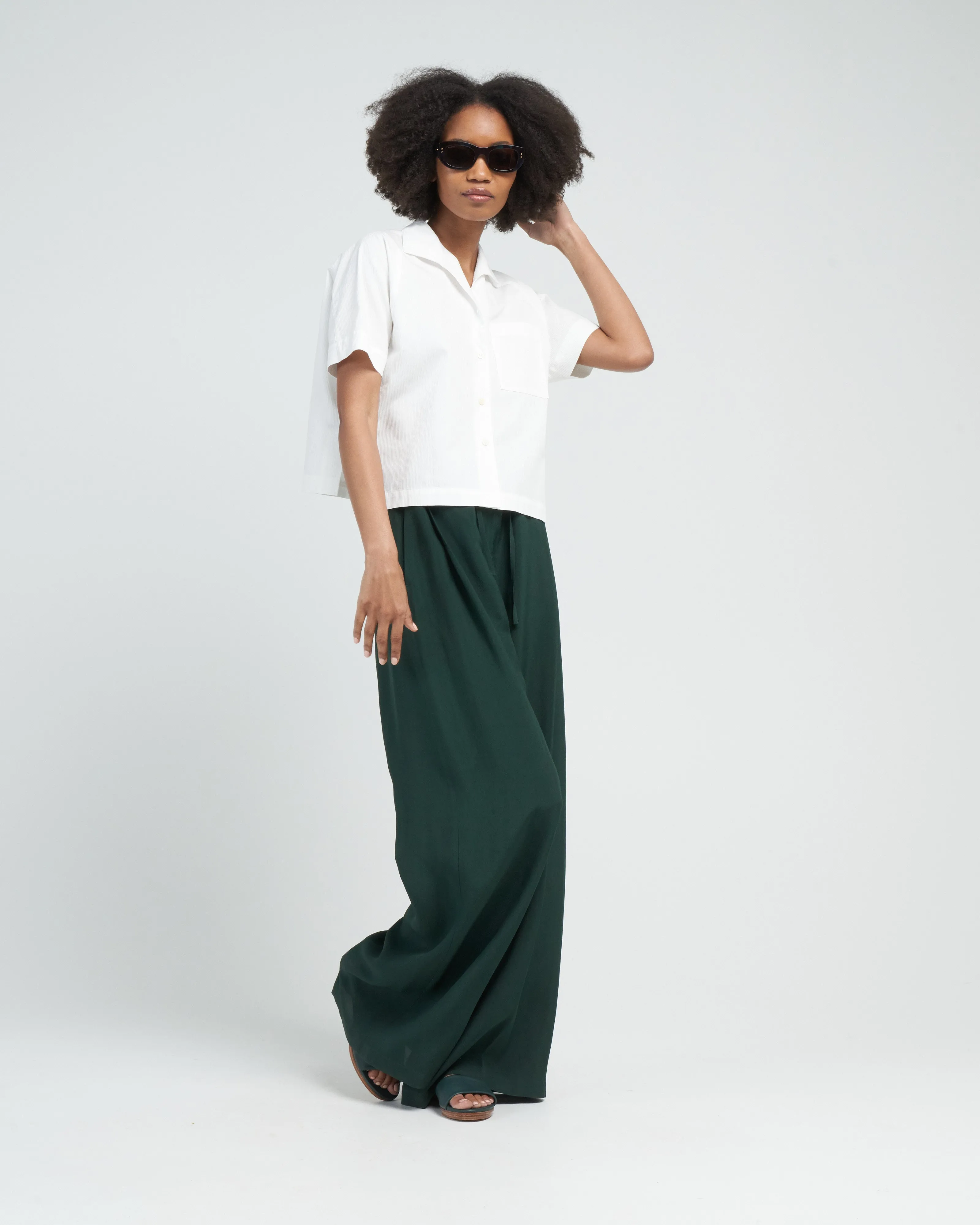 pretsi wide leg trouser - dark green
