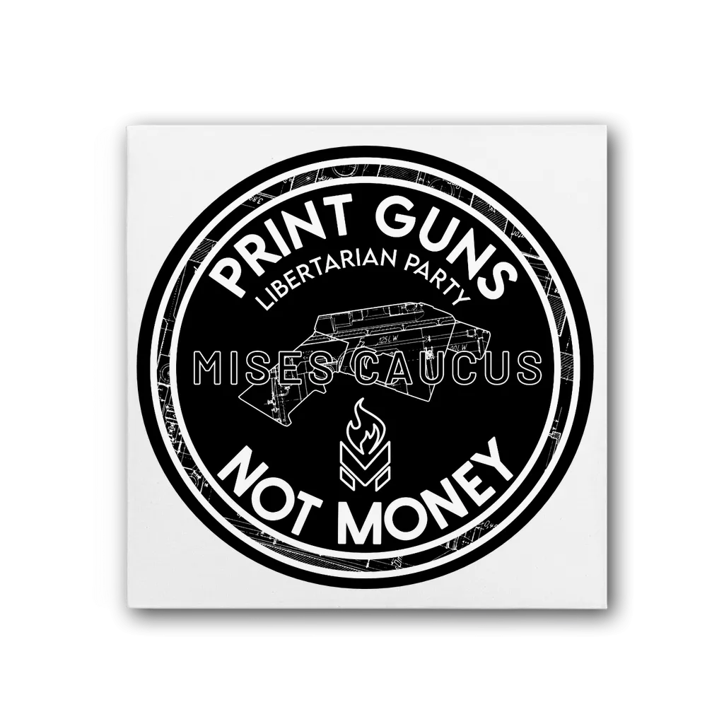 Print Guns Not Money B&W Premium Stretched Canvas