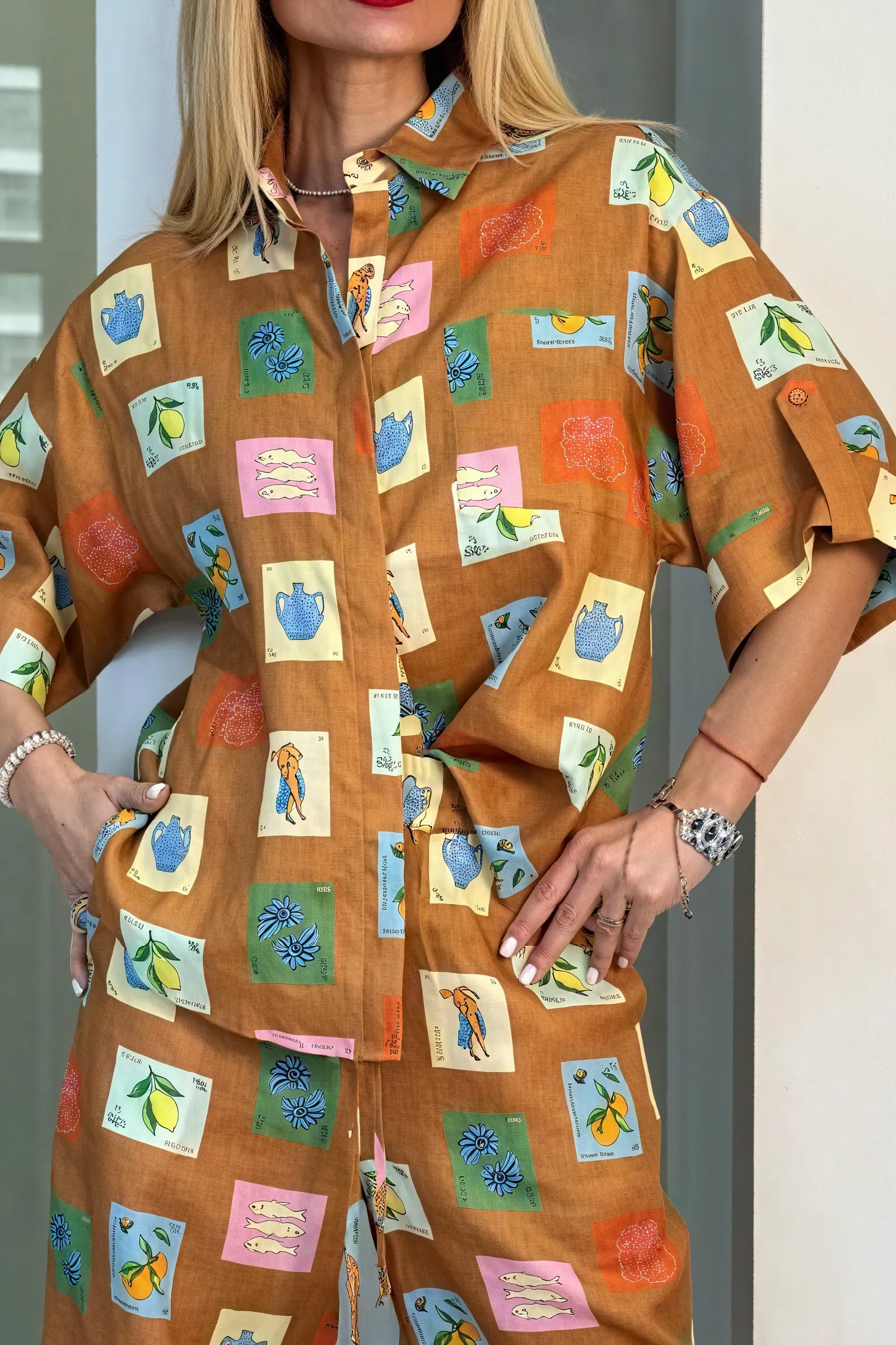 Printed Linen Two-Piece Set