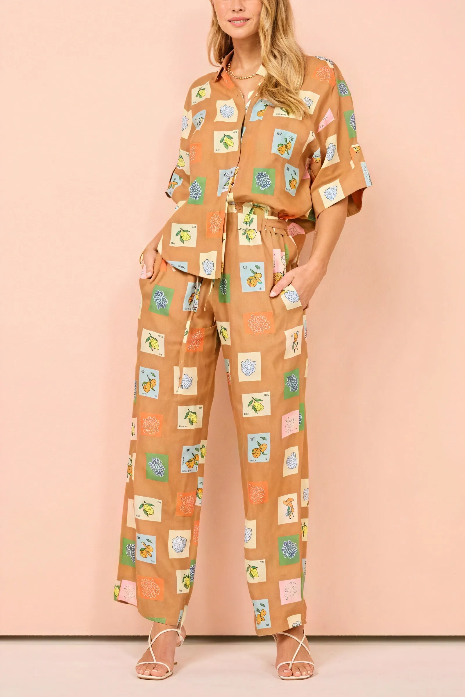 Printed Linen Two-Piece Set