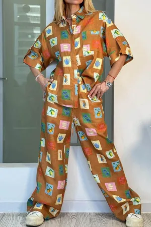 Printed Linen Two-Piece Set