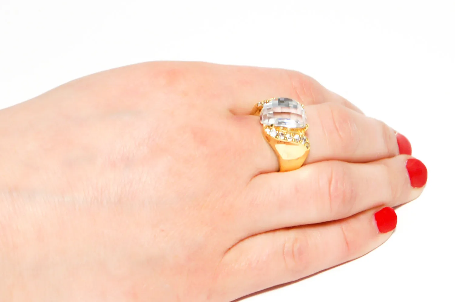Prism Crystal Ring with Rhinestone Details by CL Designs