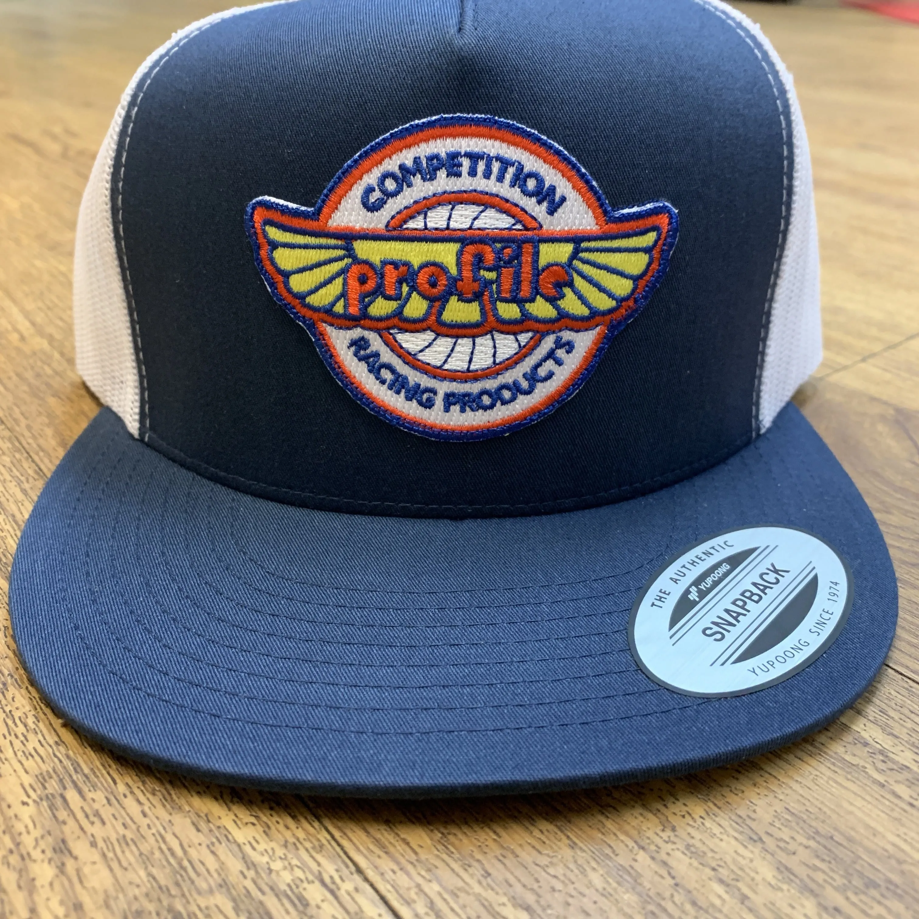 Profile Racing Vintage Retro Logo Mesh Trucker Cap Navy