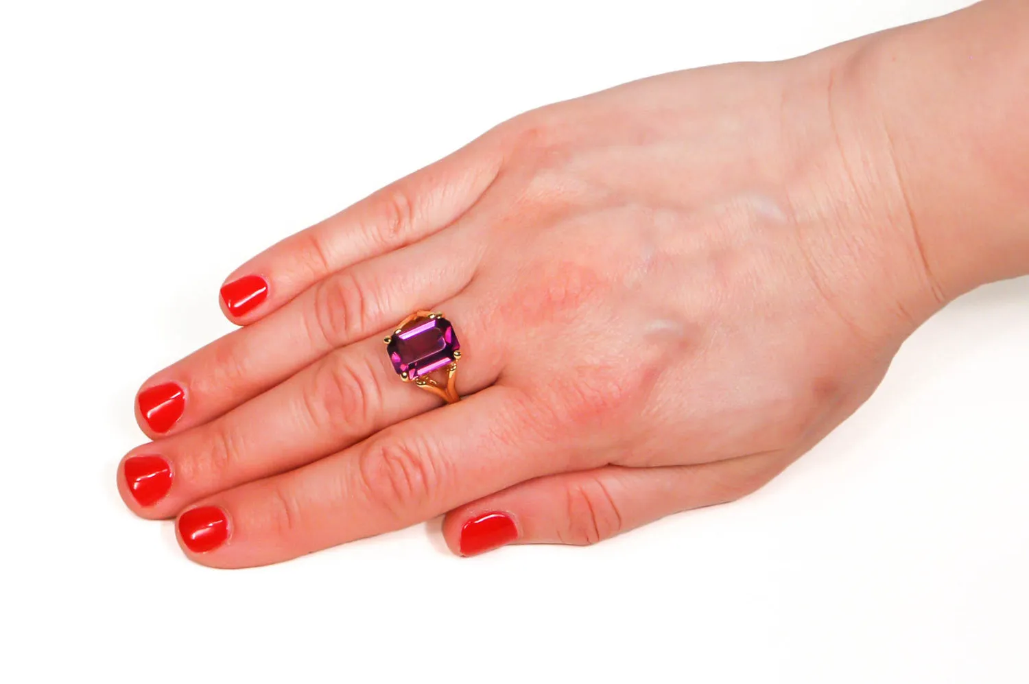 Purple Rhinestone Cocktail Statement Ring