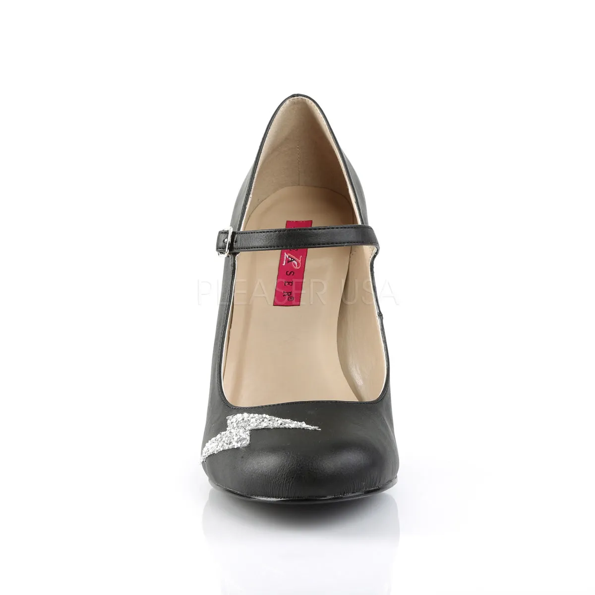 QUEEN-02  Black Faux Leather-Silver Glitter